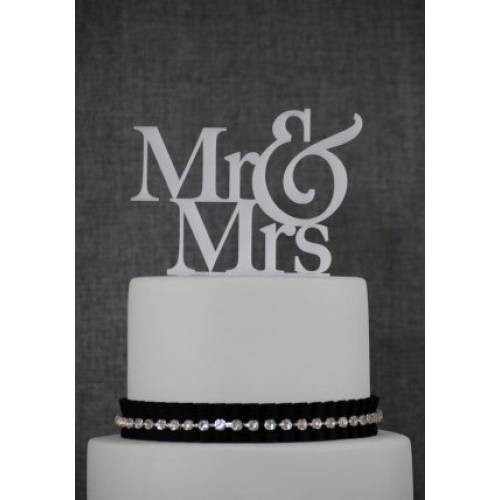 Wedding Cake Topper "Mr & Mrs" - White